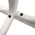 White Dover Cross Back Chair, close-up of the chair's smooth white painted wooden legs with black screw details.