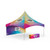 20x20 Pinnacle Printed Package, a colorful promotional tent with a vibrant geometric design and removable logo banners on the top panels.