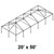 20' x 50' Classic Frame Aluminum Single Tube 7' Pole and Fitting Kit, illustrated wireframe canopy tent structure with metal frame and supporting poles.