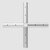 4 Way Crown, white metal cross-shaped connector with four holes for threaded connection.