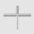 Ridge Crown, image of a white metallic ridge cap used for roofing with a cross-shaped design and multiple bolt holes for installation.