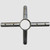 Master High Peak Ridge Crown, metal cross-shaped component with four arms, each with drilled holes for mounting, used in roofing or construction applications.