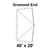 40' x 20' Master Series Frame Tent Grommet End, 16oz. Ratchet Top, Solid White, technical diagram of the tent's grommet end and frame layout.