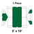 8' x 10' Gable Frame Tent, 1 Piece, 16 oz. Ratchet Top, White and Forest Green, top view diagram of the tent structure in green and white with labeled dimensions.