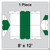 8' x 12' Gable Frame Tent, 1 Piece, 16 oz. Ratchet Top, White and Forest Green, top view diagram showing tent layout and color scheme.