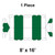 8' x 16' Gable Frame Tent, 1 Piece, 16 oz. Ratchet Top, White and Forest Green, with a diagram showing its structure and dimensions.