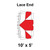 10' x 5' Classic Frame Tent Lace End, 16 oz. Ratchet Top, White and Red, with detailed diagram of the lace end section.