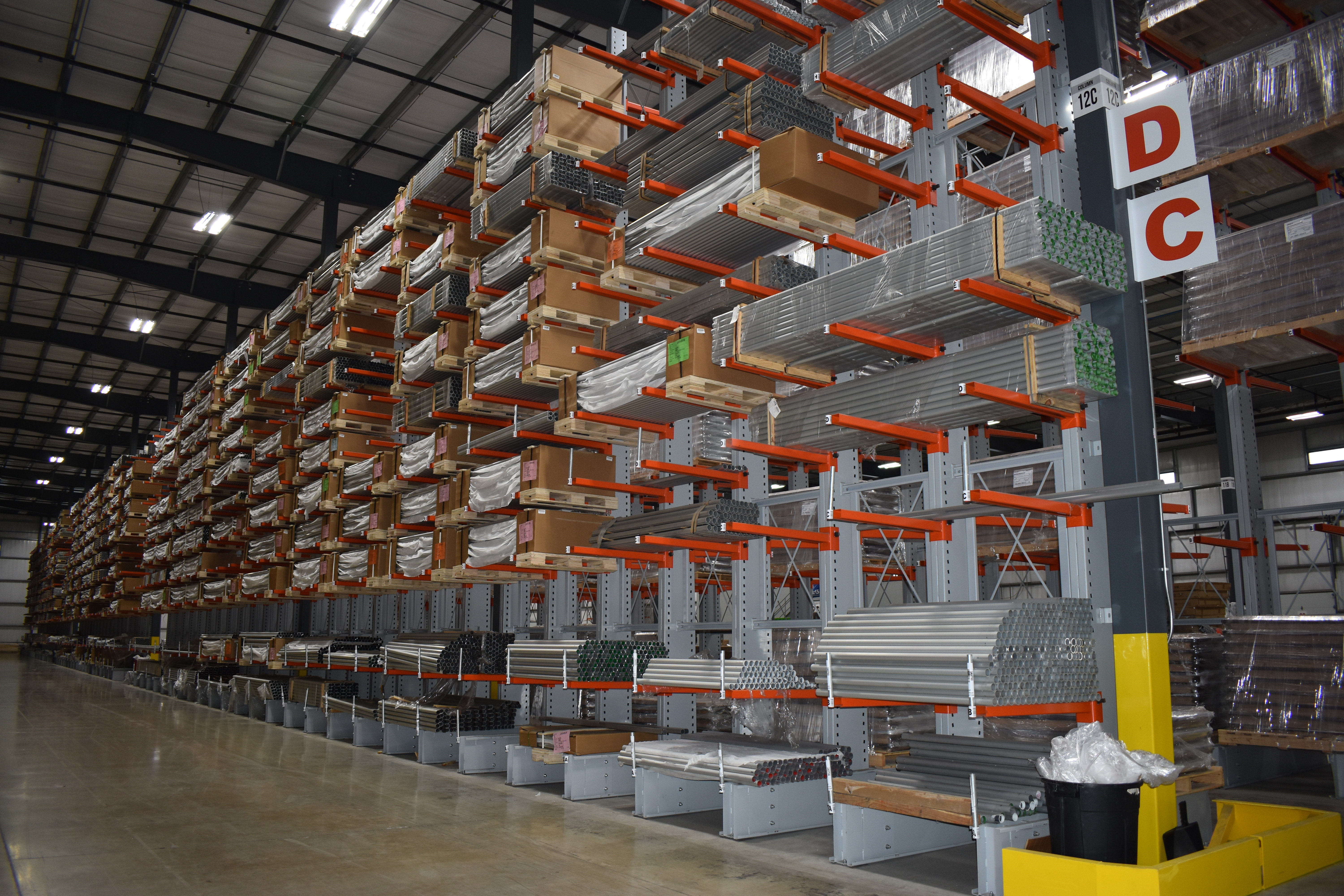 Celina tent manufacturing distribution center racks