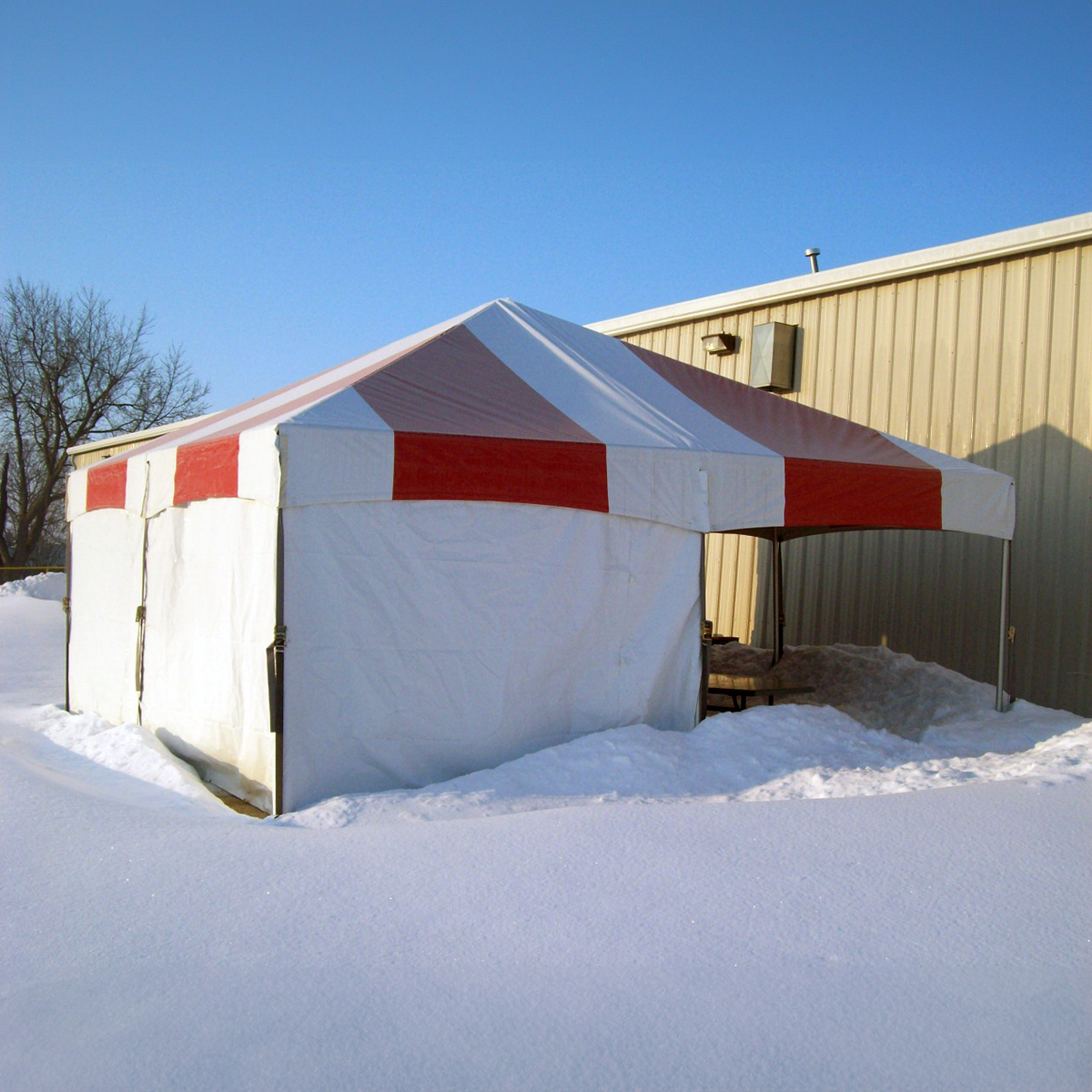 Tent prepared for winter storage
