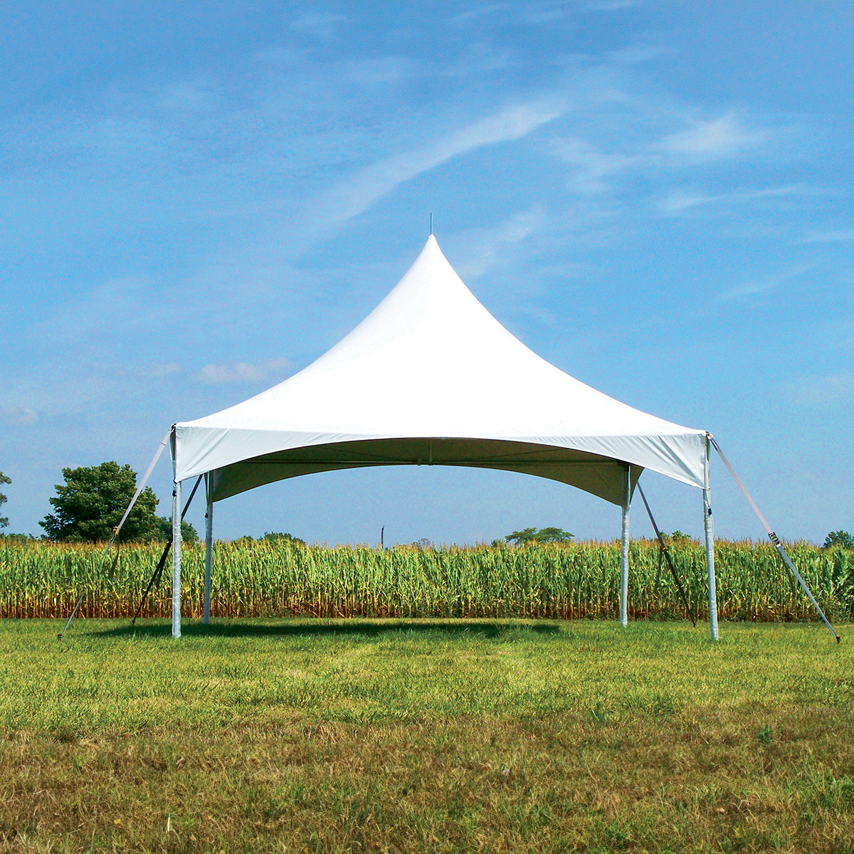 20 x 20 high peak tent setup for outdoor events