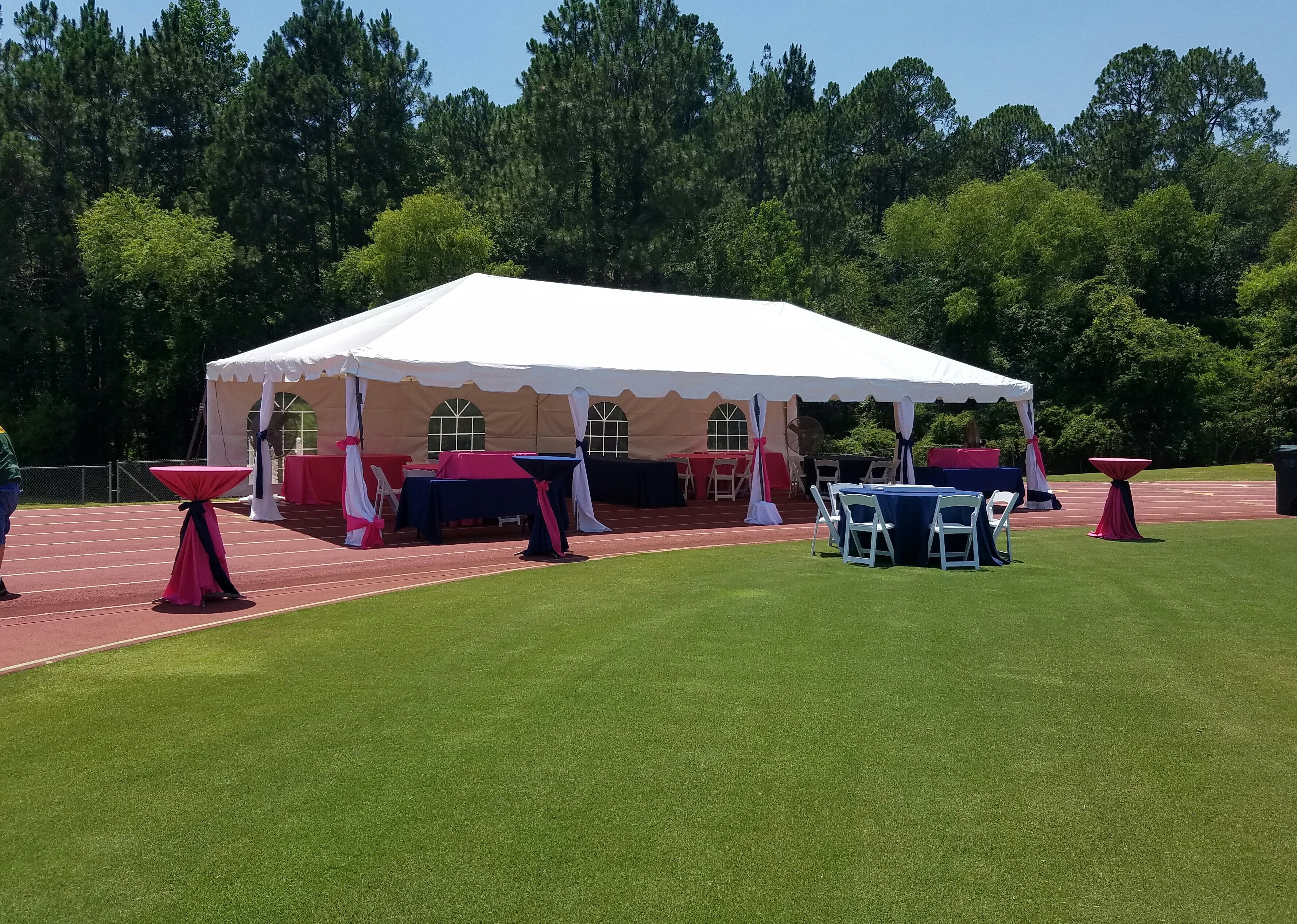 Tent rental warehouse storage and equipment organization