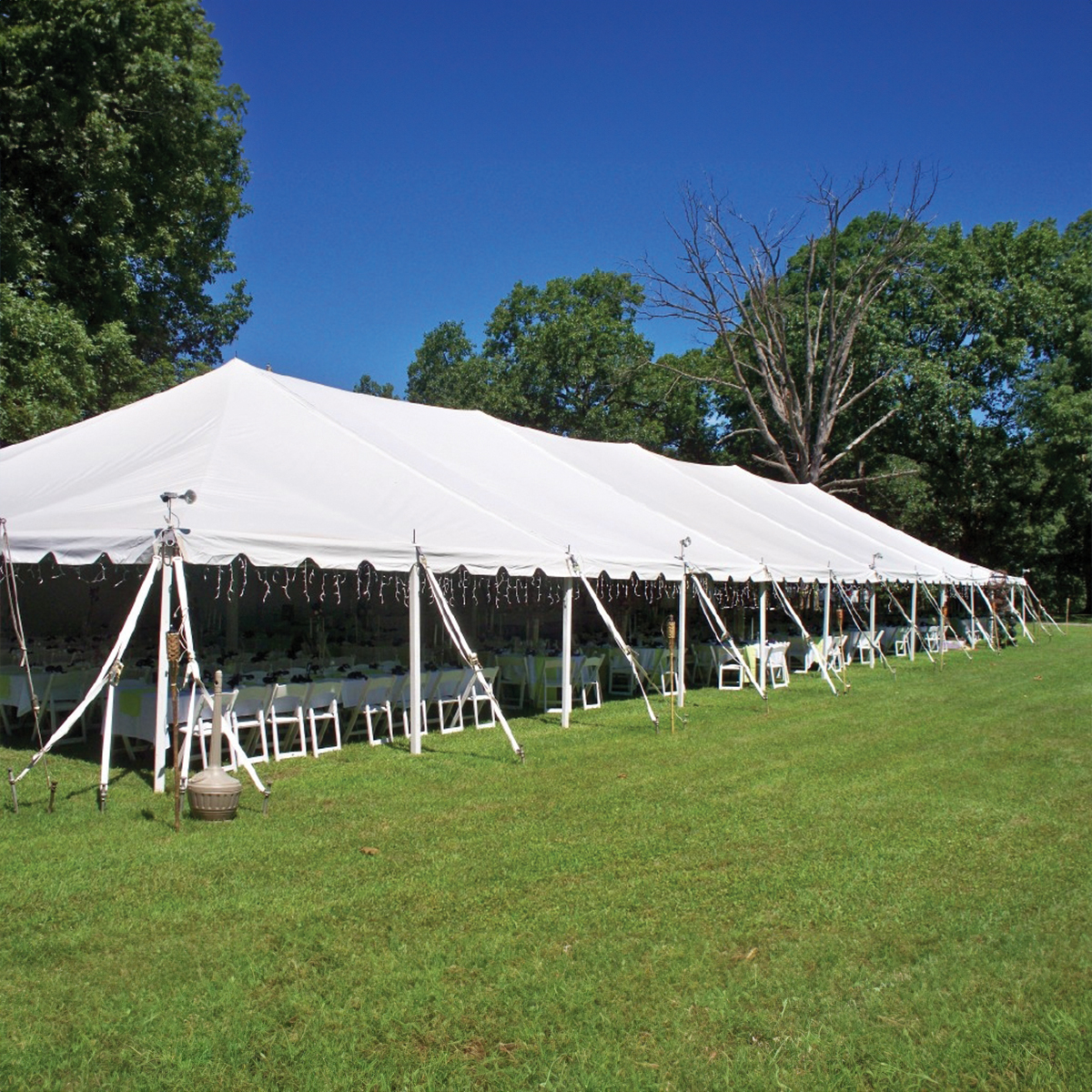 Replacement tent top installed on a commercial event tent frame