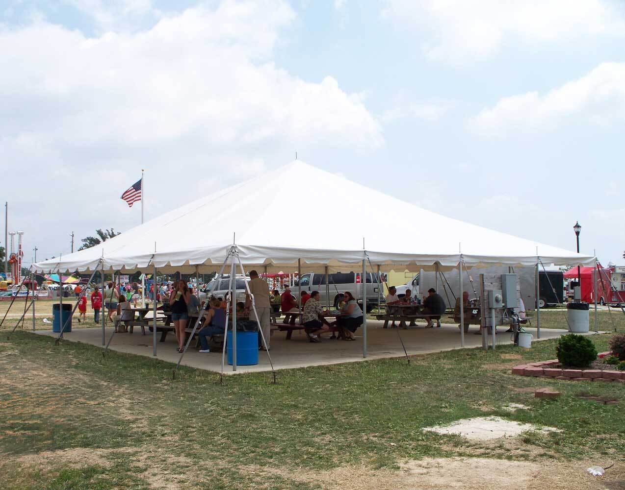 Interior view of a pole tent