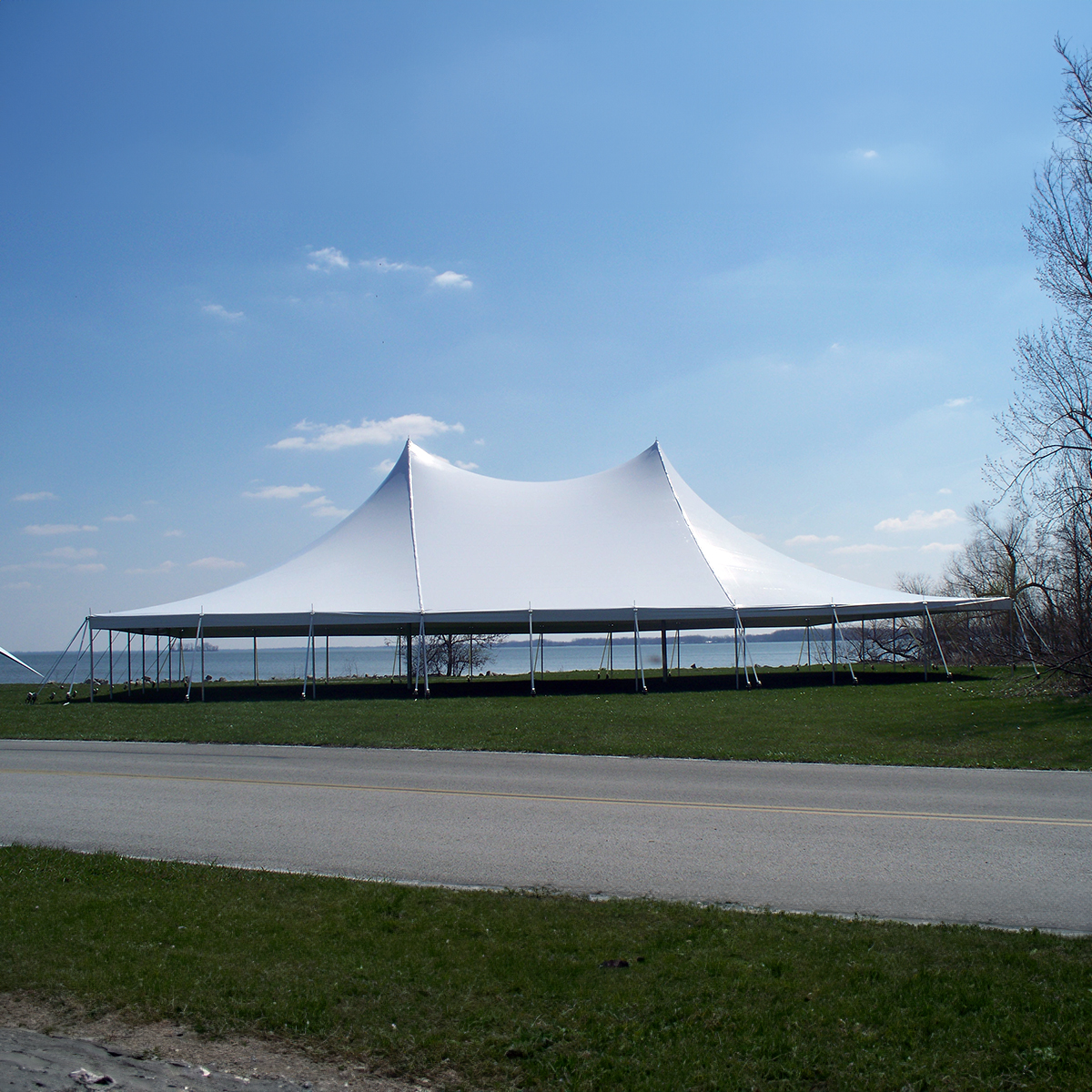 Tent top replacement on job site