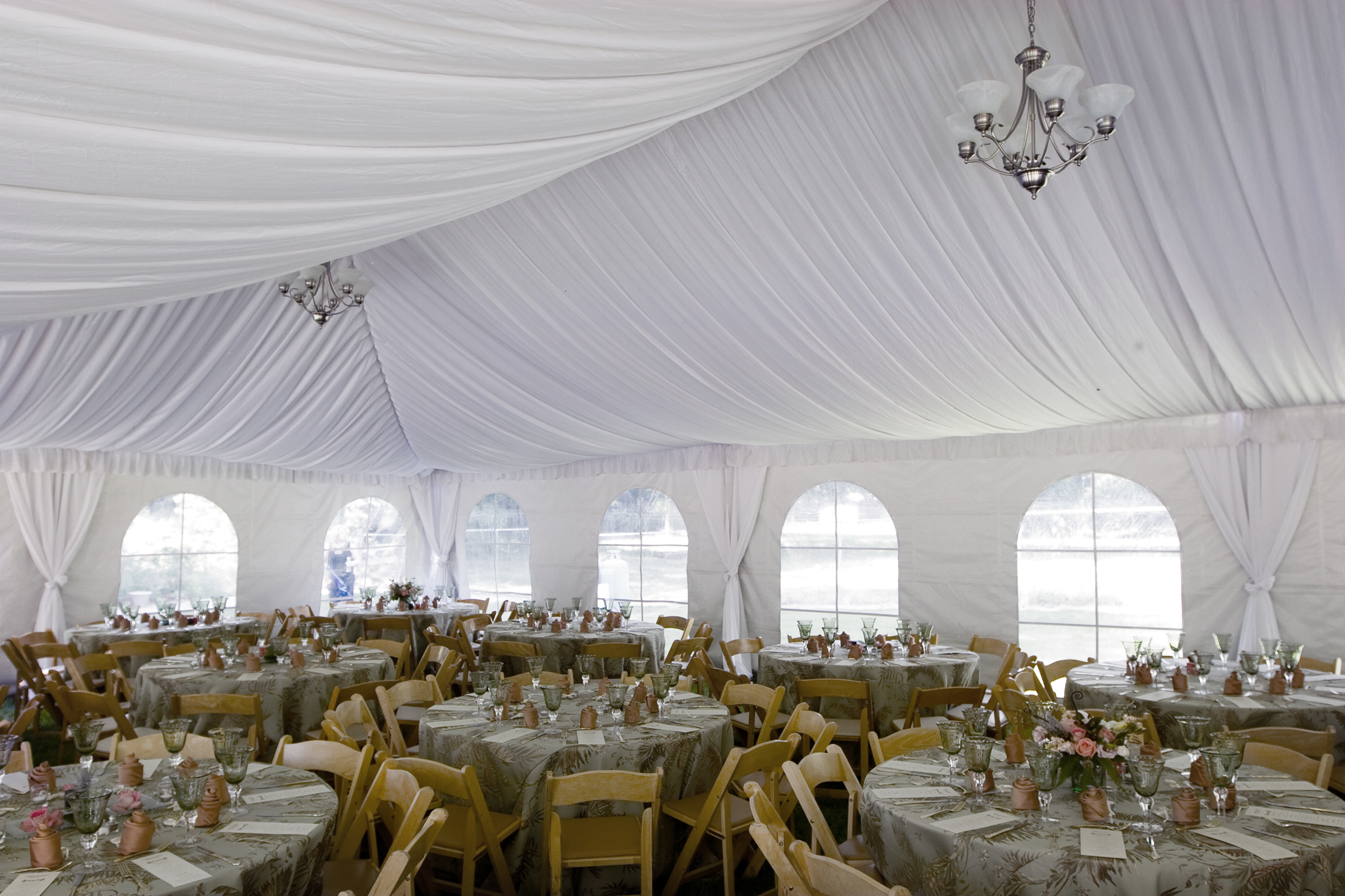 Tent ceiling liner transforming event space