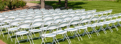 Party folding chairs arranged for an event