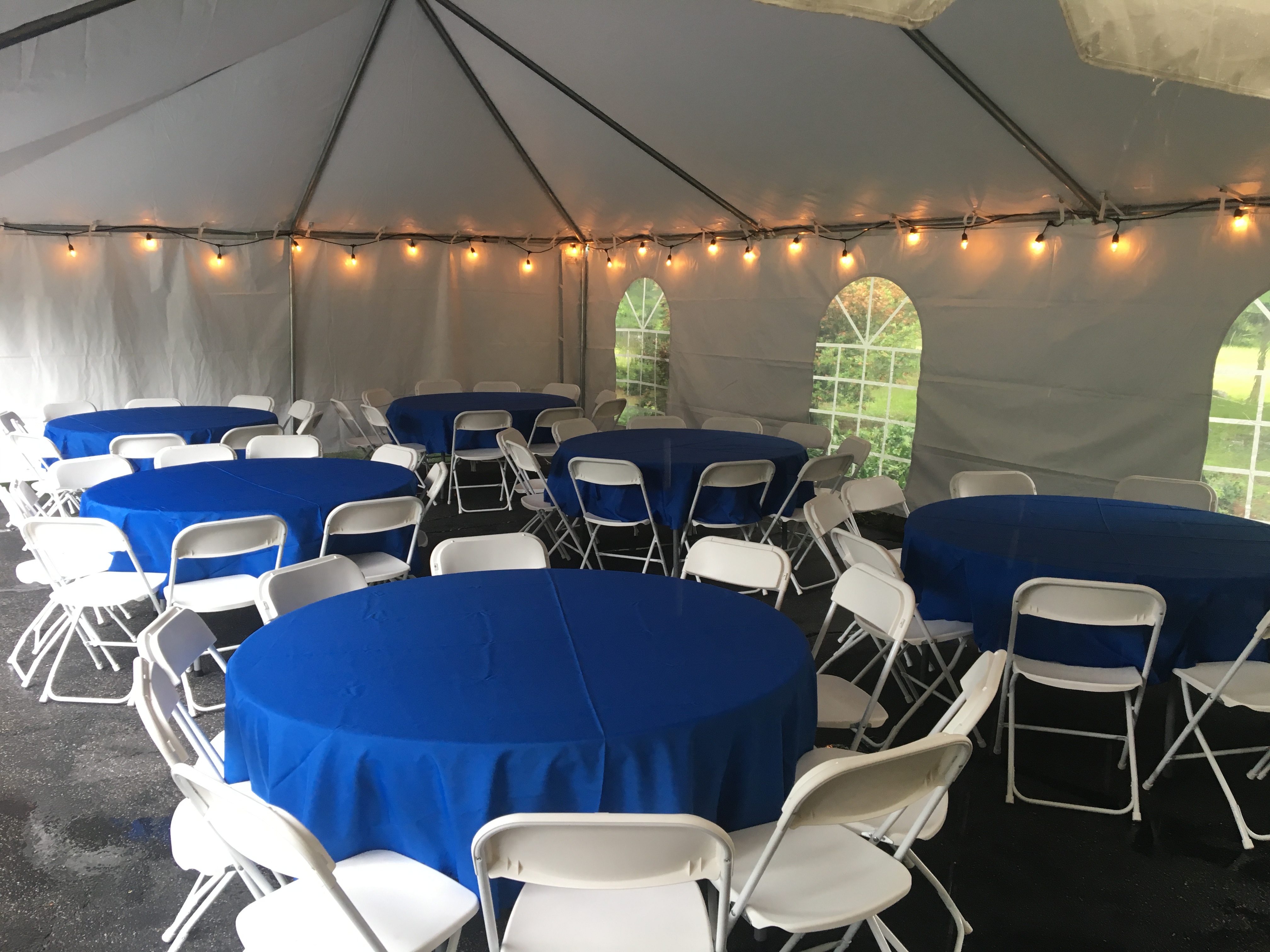 Elegant party table cloth setup