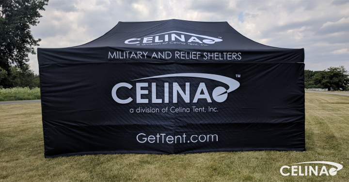 Printed tent sidewall at outdoor event