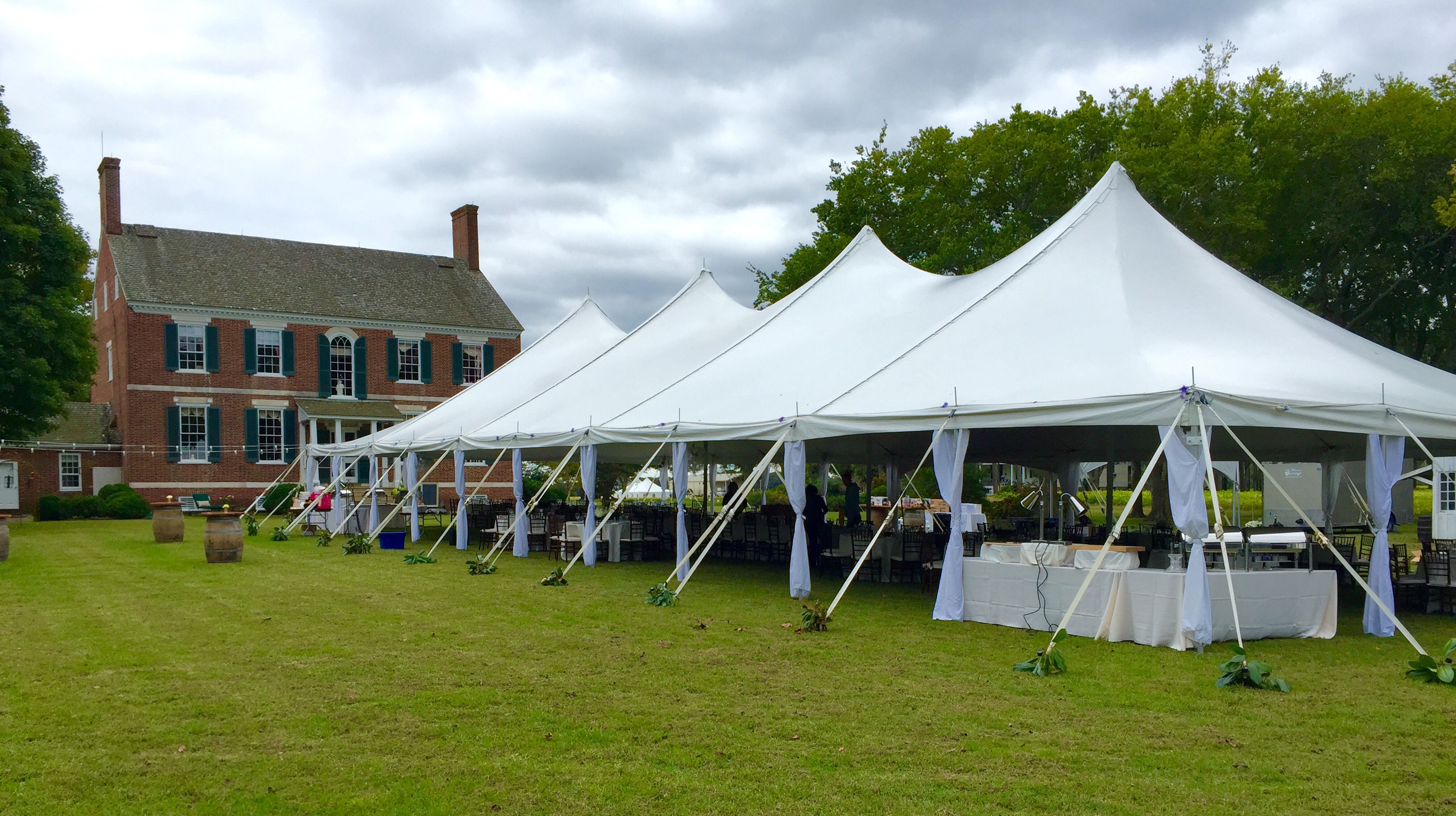 Outdoor party tent set up for a family celebration