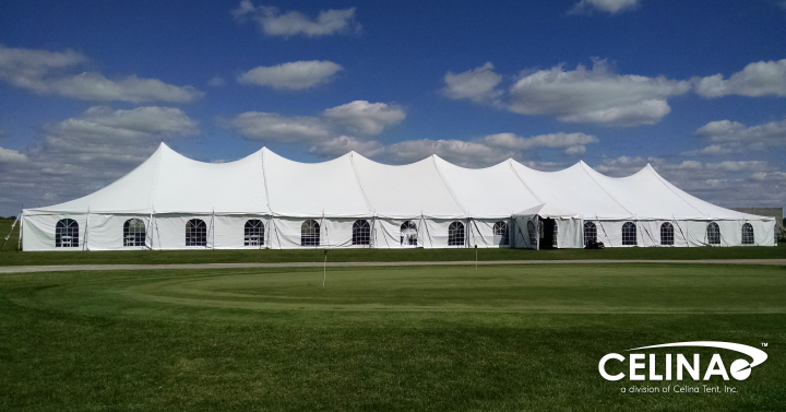 Expansive large wedding tent setup