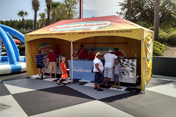 Custom printed exhibit tent at trade show