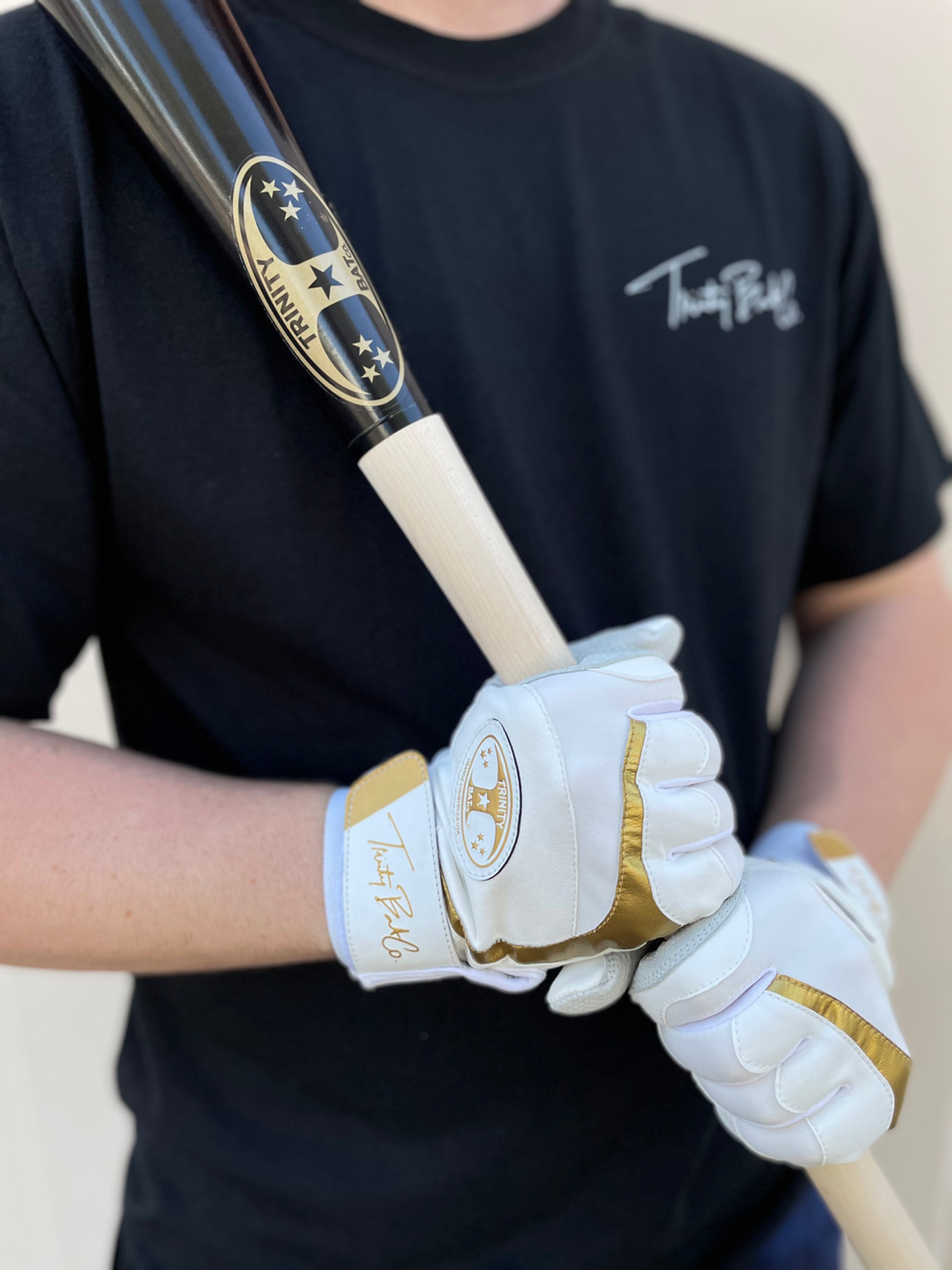 Trinity Batting Gloves 2.0 White/Gold - Trinity Bat Company