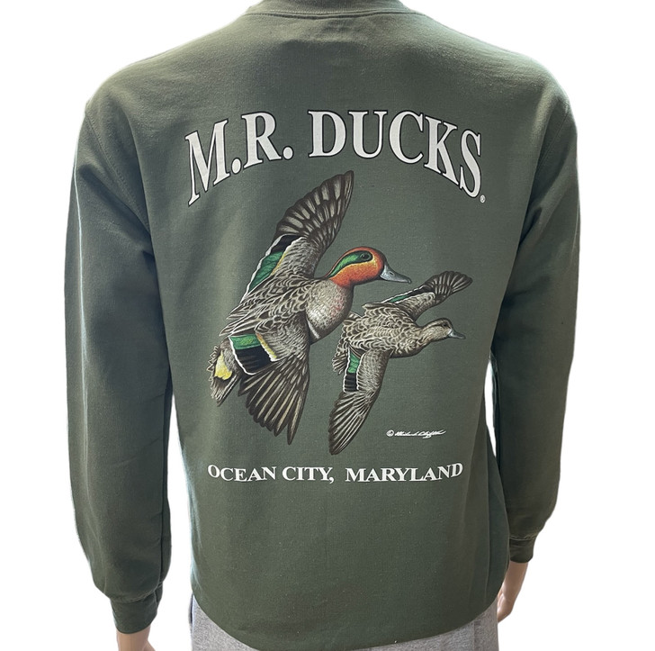 M.R. Ducks® 2024 Collection Crew Neck Sweat Shirt In Olive Green