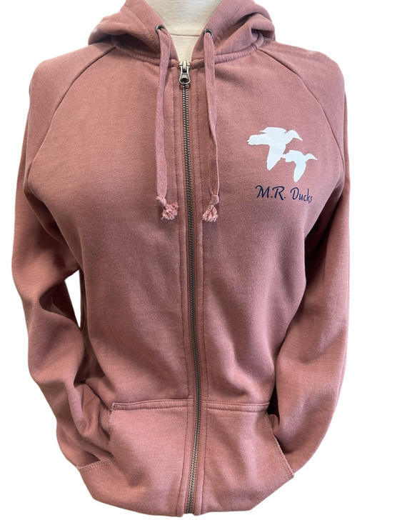 M.R. Ducks® Ladies Zip Hood W/ Silhouette Ducks In Mauve