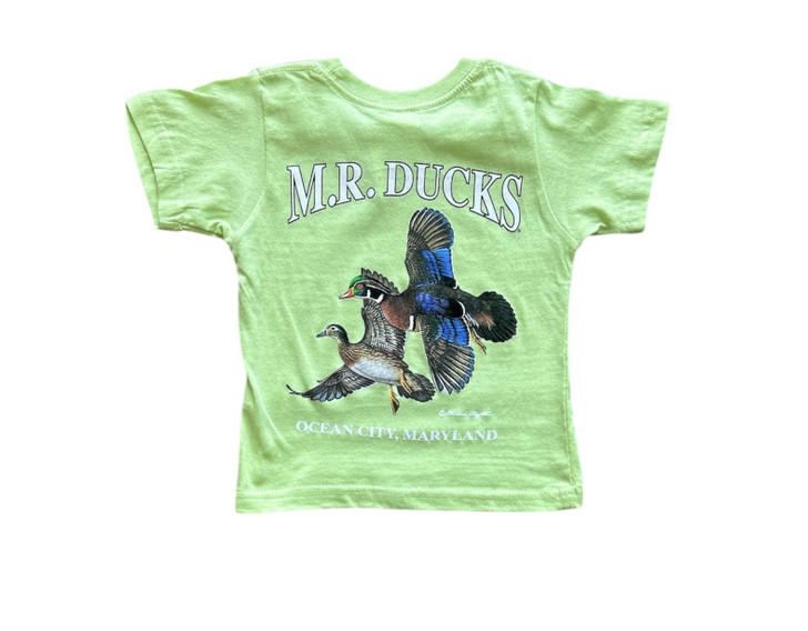 M.R. Ducks® 2025 Collection Toddler Short Sleeve Tee In Lime Green