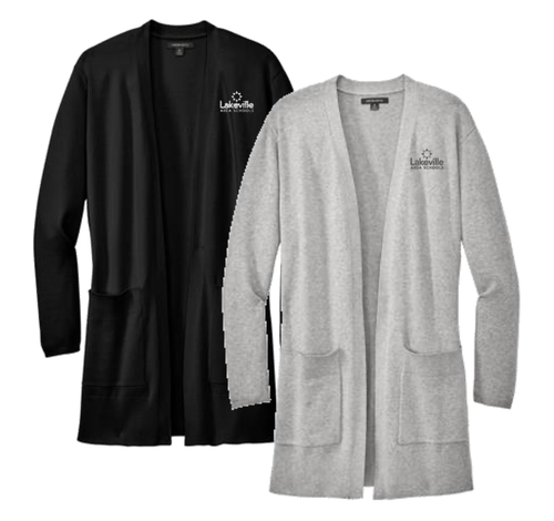 Mercer+Mettle® Women’s Open-Front Cardigan Sweater (Grey or Black) with left chest embroidered logo