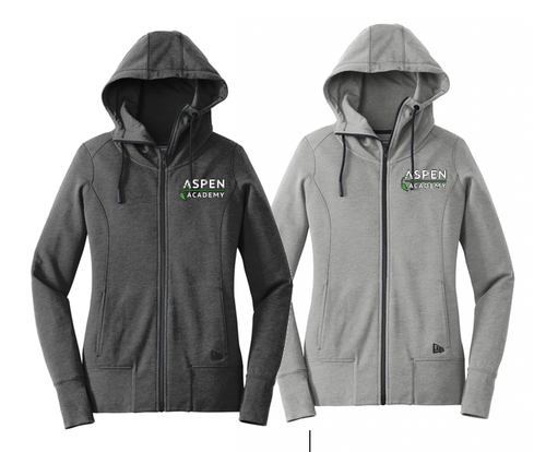 AA Ladies Tri-Blend Fleece Full-Zip Hoodie (Black Heather or Grey Heather) with left chest embroidered logo