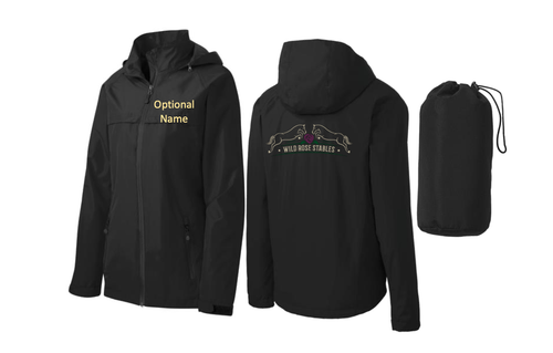 Port Authority® (Ladies) Torrent Waterproof Jacket (BLACK) with Wild Rose Embroidered Logo Large on Back