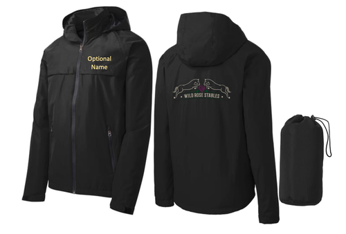 Port Authority® (UNISEX) Torrent Waterproof Jacket (BLACK) with Wild Rose Embroidered Logo Large on Back
