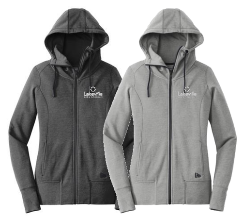 New Era® Ladies Tri-Blend Fleece Full-Zip Hoodie (Black Heather or Grey Heather) with left chest embroidered logo