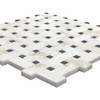 Calacatta Gold Italian Marble Basketweave Polished Mosaic Tile with Black Dots Sample