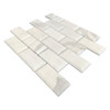 Calacatta Gold Italian Marble 2x4 Wide Bevel Subway Honed Mosaic Tile Sample