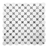 Bianco Dolomite Marble Penny Circles Mosaic Tile with Bardiglio Gray Circles Honed Sample