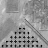 Bardiglio Gray Marble Penny Circles Mosaic Tile with Nero Marquina Black Circles Combination Sample