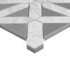 Carrara White Italian Marble Geometrica Honed Mosaic Tile with Bardiglio Gray Triangles