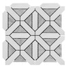 Bianco Dolomite Marble with Carrara White Triangles Geometrica Mosaic Tile Honed Sample