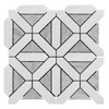 Bianco Dolomite Marble with Carrara White Triangles Geometrica Mosaic Tile Polished Sample