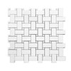 Bianco Dolomite Marble Basketweave Mosaic Tile with Bianco Dolomite Dots Polished