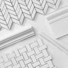 Bianco Dolomite Marble Basketweave Mosaic Tile with Bianco Dolomite Dots Combination