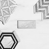 Carrara White Italian Marble Georama Hexagon with Nero Marquina Black Strips Mosaic Tile Polished Combination
