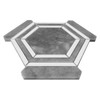 Bardiglio Gray Polished Marble Hexagon with Bianco Dolomite Strips Mosaic Tile