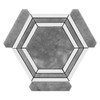 Bardiglio Gray Marble Hexagon with Bianco Dolomite Strips Mosaic Tile Polished