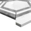 Bianco Dolomite Marble Hexagon with Bardiglio Gray Strips Polished Mosaic Tile Sample