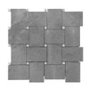 Bardiglio Gray Marble Large Basketweave with Bianco Dolomite Dots Mosaic Tile Honed Sample