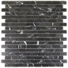 Nero Marquina Black Marble Mini Brick Mosaic Tile Honed Sample
