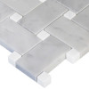 Carrara White Italian Marble Basketweave Honed Mosaic Tile with Bianco Dolomite Dots